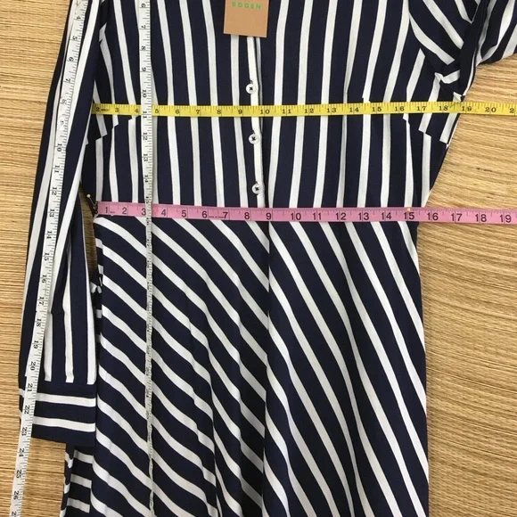 BODEN Marcia Stripe Jersey Shirt Dress, Navy /Ivory Size 10P - Picture 14 of 15